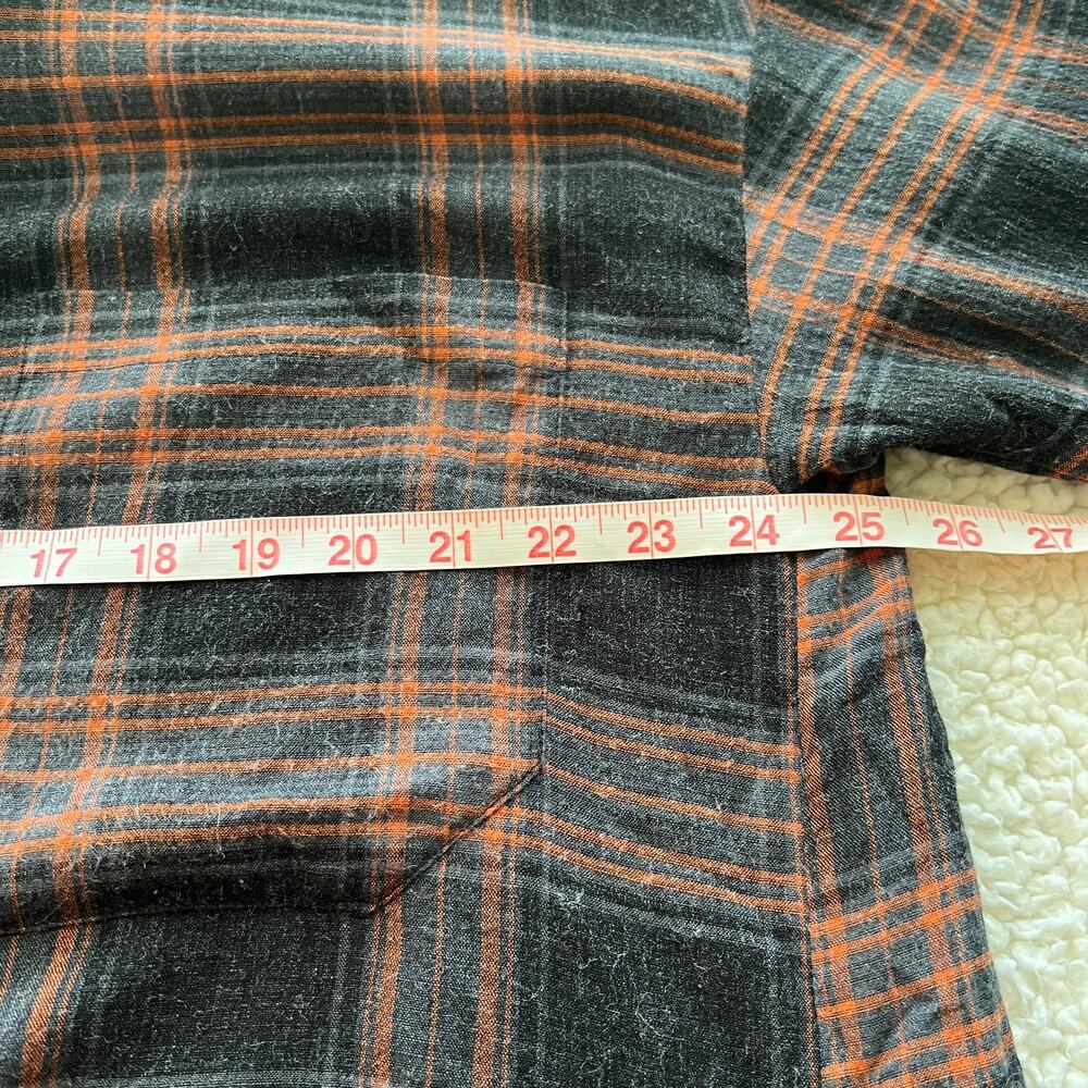 Zara Woman Orange Gray Plaid Oversized Button Up Medium - Picture 9 of 10